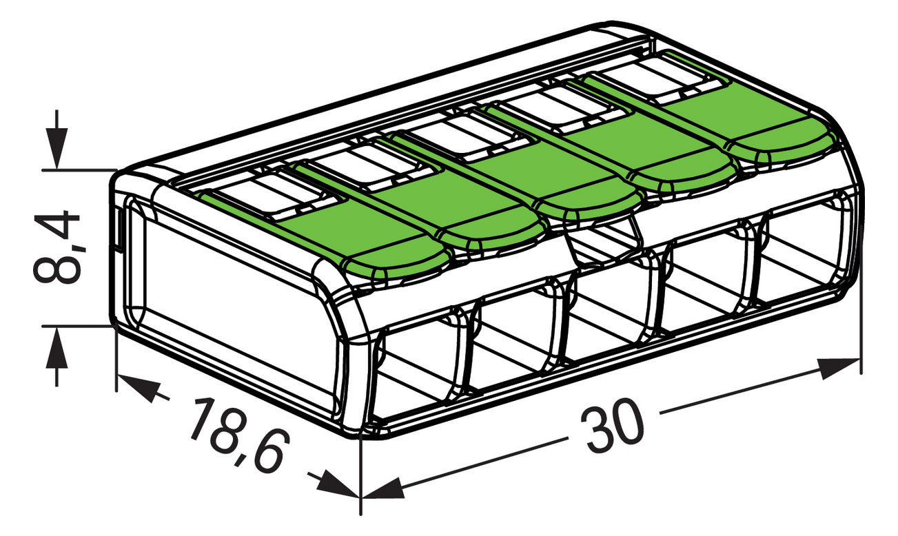 WAGO 221-425 Steckklemme 5f 450V 32A 0,2-4qmm gn - 10er Set