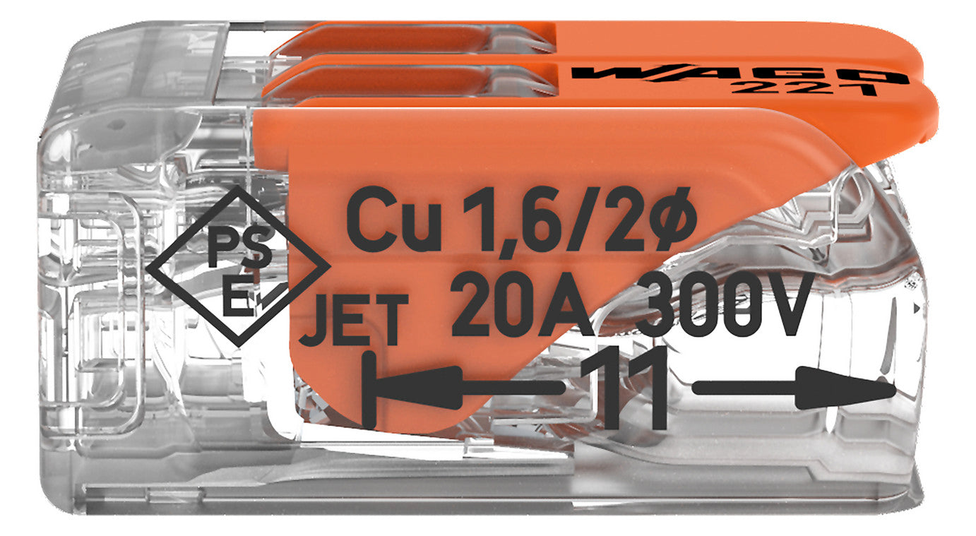 WAGO 221-412 Steckklemme 2f 450V 32A Serie 221 0,2-4qmm - 10er Set