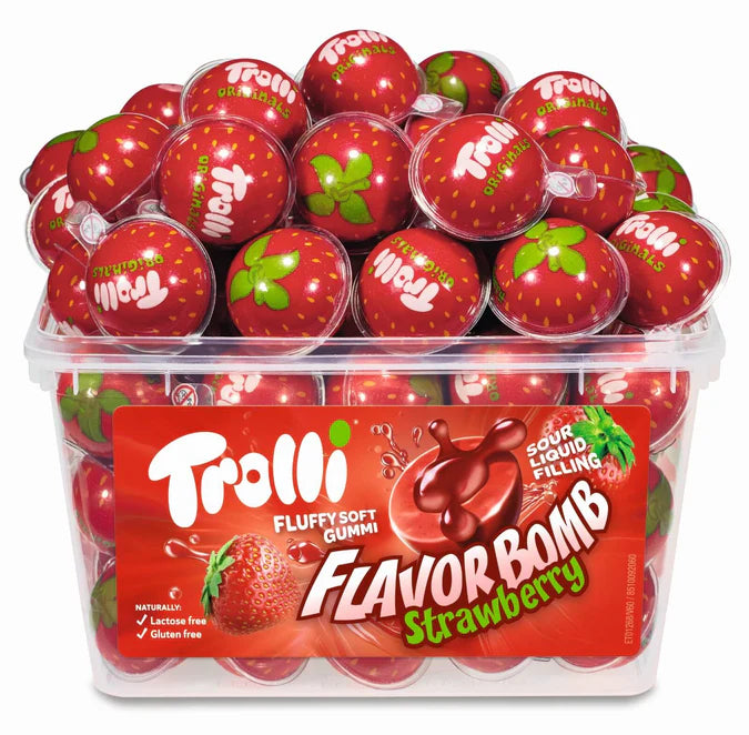 Trolli - Strawberry - Flavor Bomb - Fruchtgummi - 60 Stück - 1128g