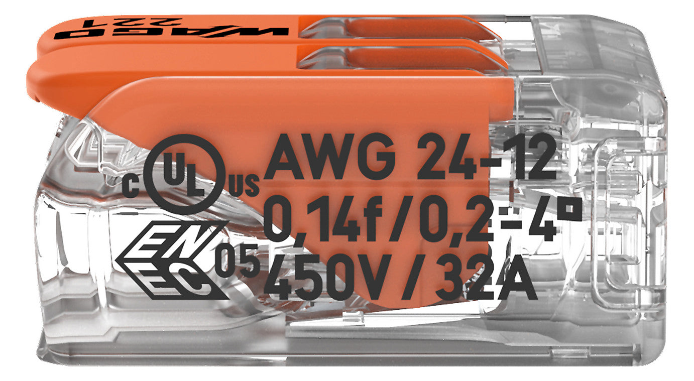 WAGO 221-412 Steckklemme 2f 450V 32A Serie 221 0,2-4qmm - 10er Set