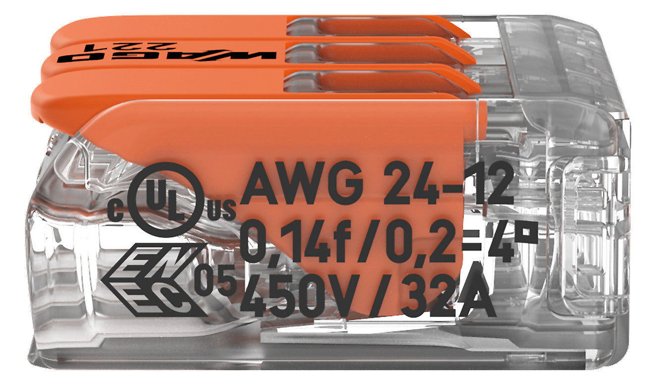 WAGO 221-413 Steckklemme 3f 450V 32A Serie 221 0,2-4qmm - 10er Set