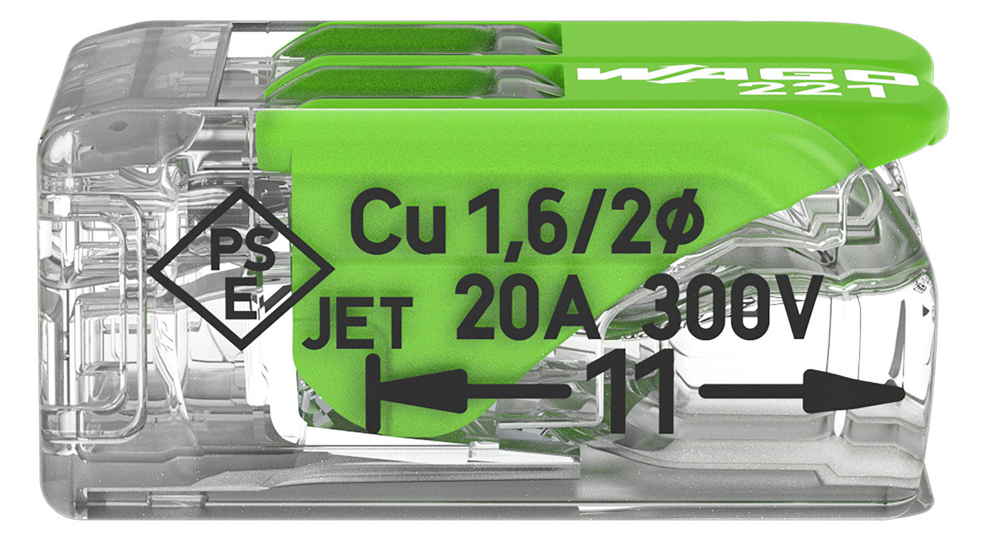 WAGO 221-422 Steckklemme 2f 450V 32A 0,2-4qmm gn - 10er Set