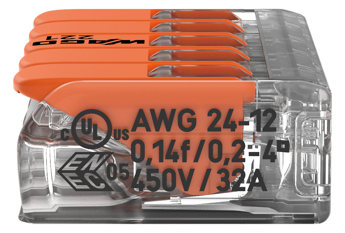 WAGO 221-415 Steckklemme 5f 450V 32A Serie 221 0,2-4qmm - 10er Set