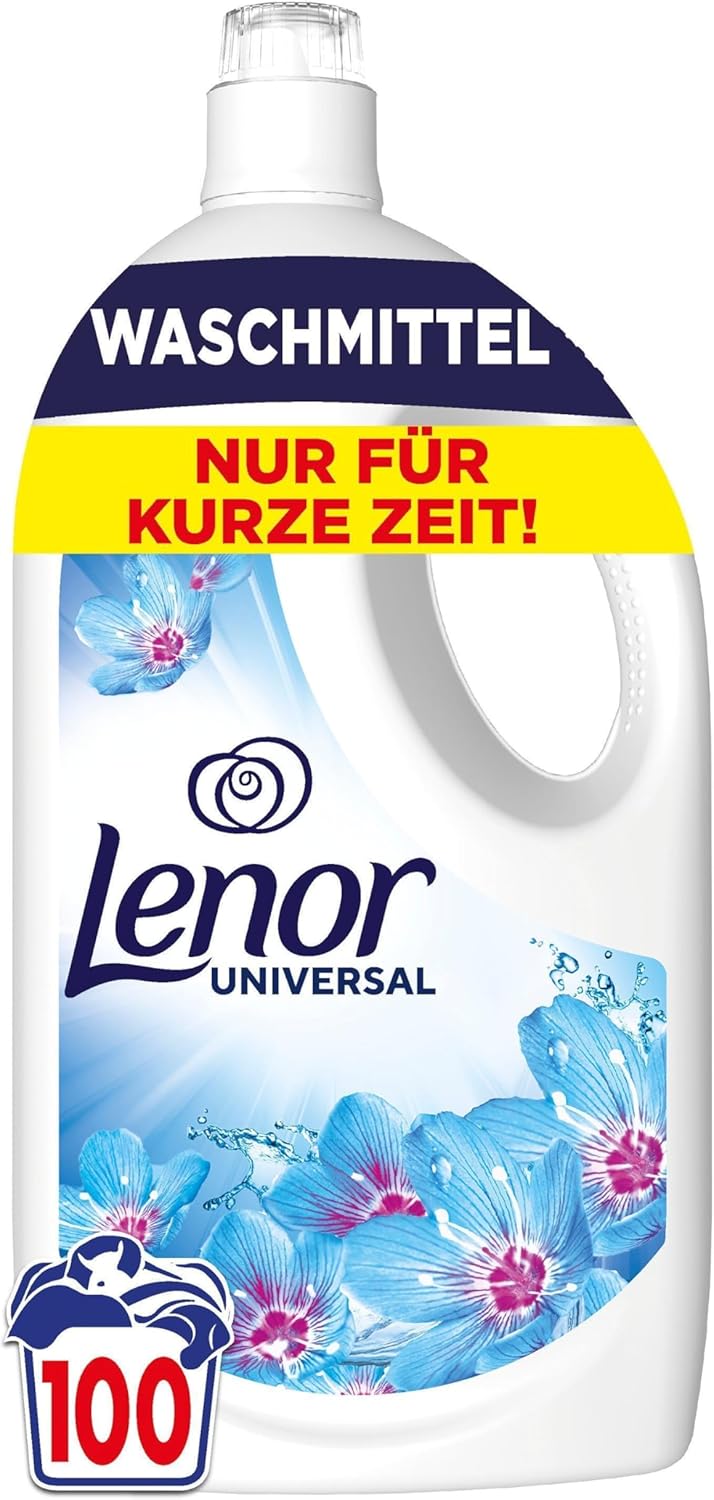Lenor - Flüssigwaschmittel Aprilfrisch - 100 Waschladungen - Vollwaschmittel, Langanhaltende Frische & Geruchsentfernung Bei Kaltwäsche
