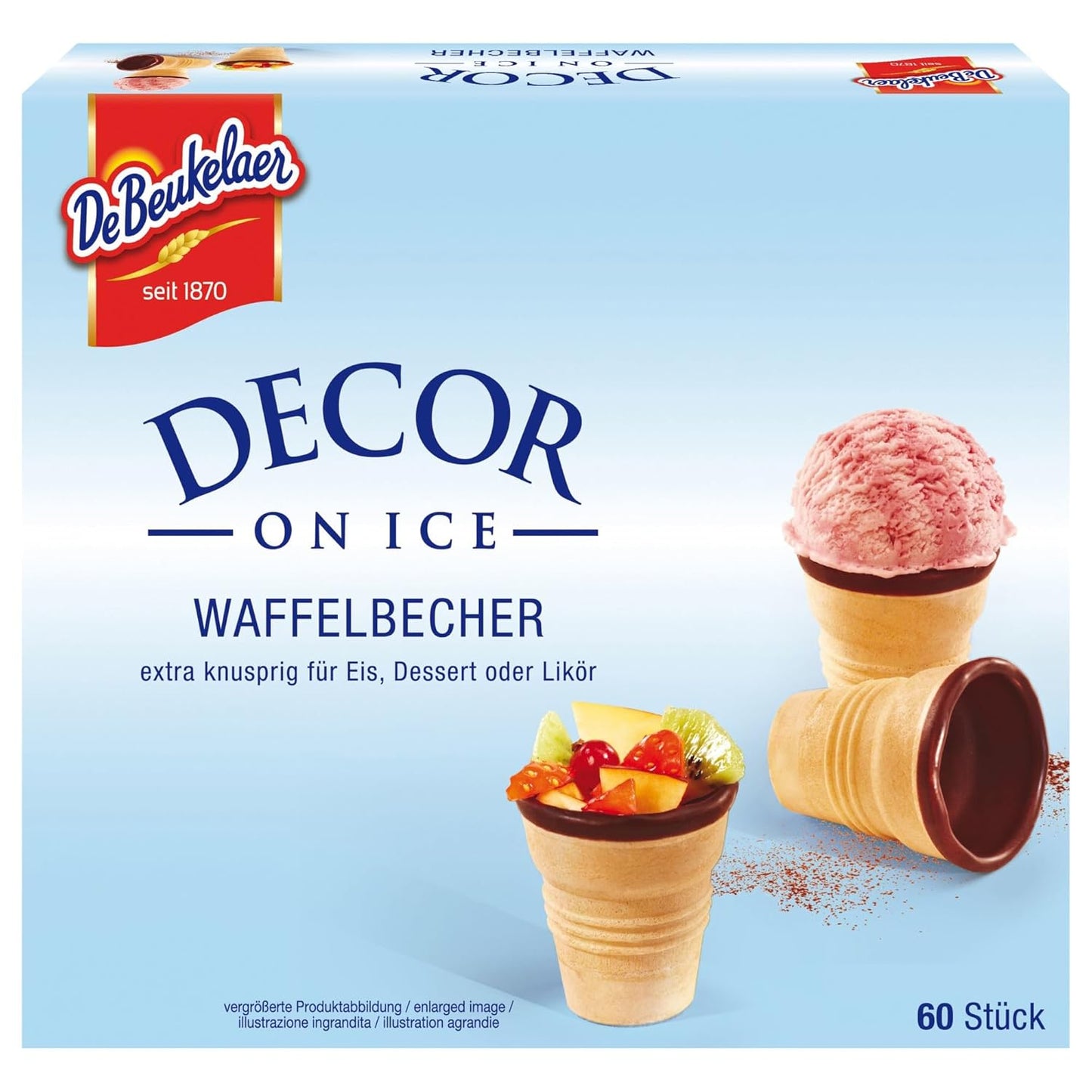 Waffelbecher mit kakaohaltiger Fettglasur - DeBeukelar - 60 Stück - 1er Pack (1 x 230 g)