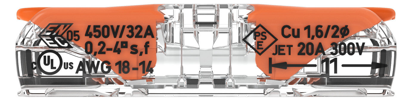 WAGO 221-2411 Steckklemme 2f 450V 32A Serie 221 0,2-4qmm - 10er Set