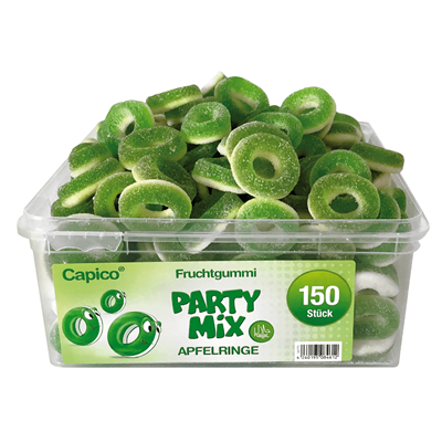 Tise Capico - Halal Fruchtgummi Apfelringe 150 Stück - 1,05 kg Dose