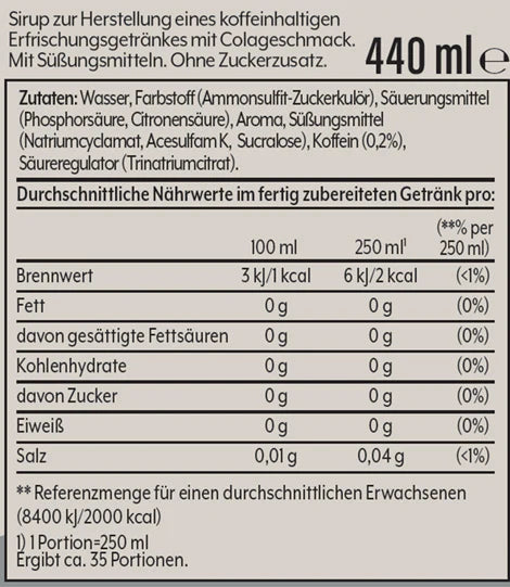 Sodastream - Cola ohne Zucker Sirup 440ml
