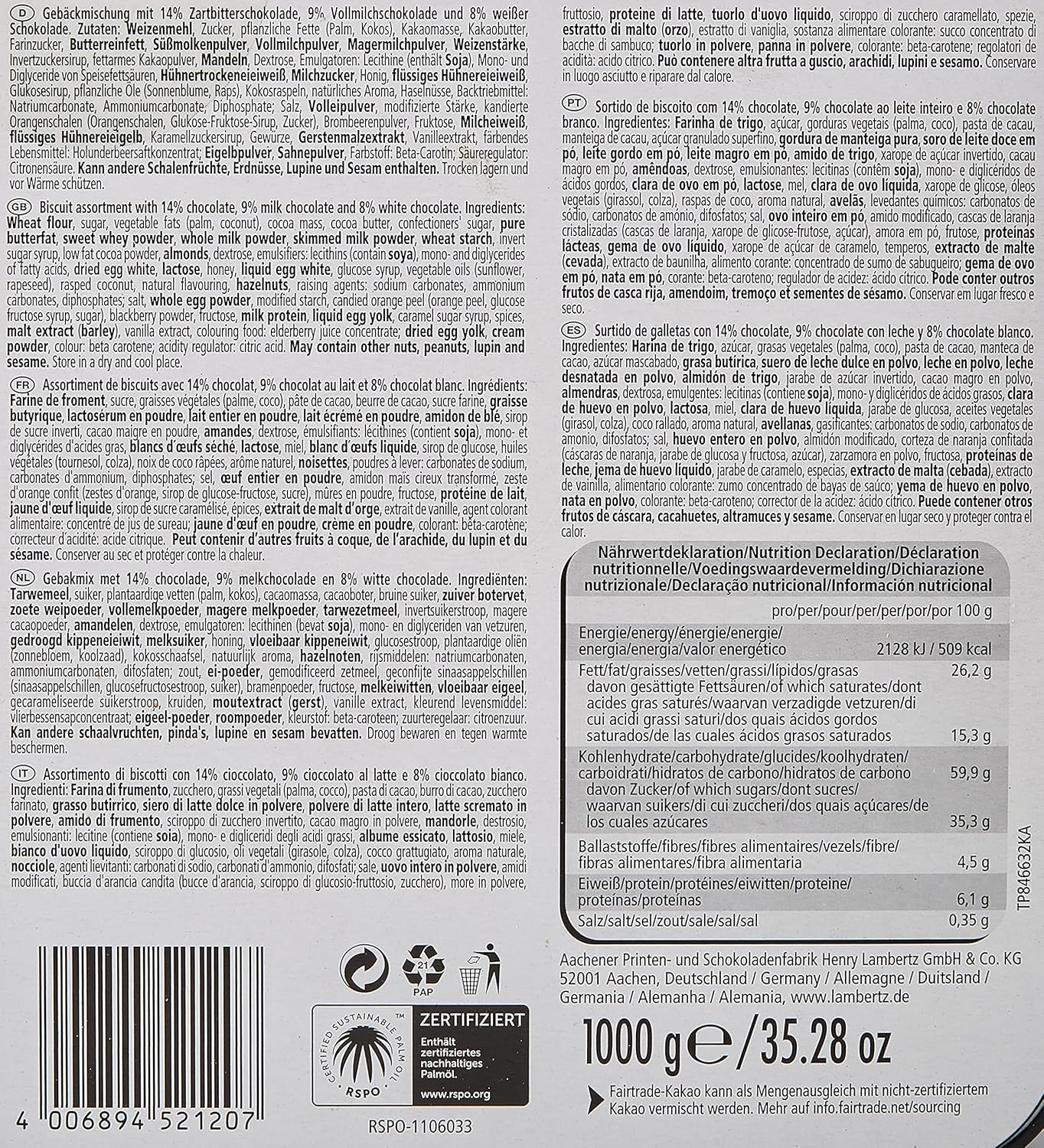 Lambertz - Gebäckmischung Best Selection - 1 kg Dose