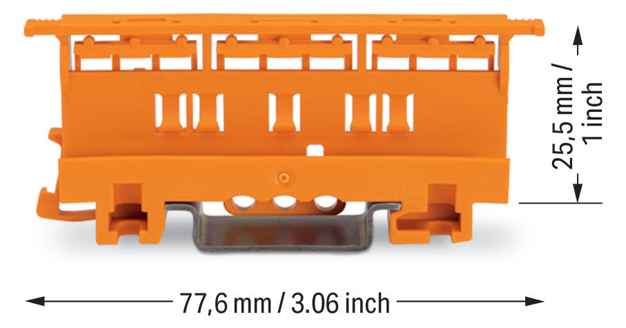 WAGO Befestigungsadapter 221-500 | Befestigungs-Adapter der Serie 221 (4 mm²), zur Montage auf TS 35, für Schraubbefestigung, orange - 10er Set