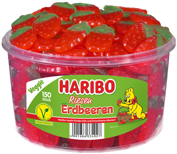 HARIBO - RIESEN ERDBEEREN - 150 Stück - 1,35kg
