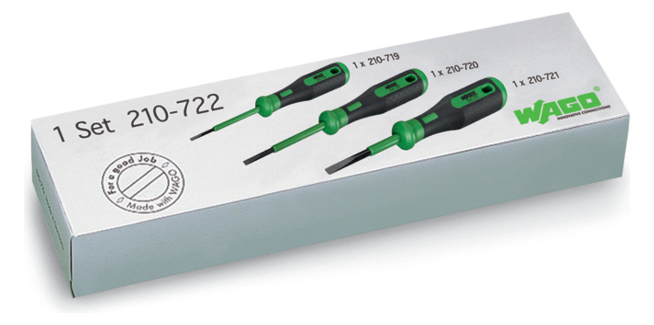 WAGO Betätigungswerkzeug-Set 210-722 - teilisolierter Schaft, Typ 1, Klinge (2,5 x 0,4) mm; Typ 2, Klinge (3,5 x 0,5) mm; Typ 3, Klinge (5,5 x 0,8) mm
