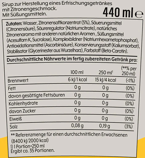 Sodastream - Zitrone ohne Zucker Sirup 440ml