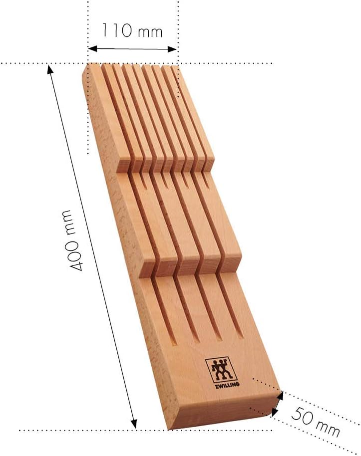 ZWILLING - Messerhalter für Schubladen, Schubladen-Einsatz - für 8 Messer - 41 x 10,8 x 4,8 cm - Holz - Braun