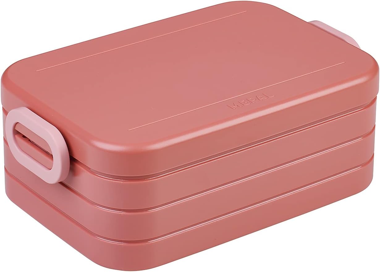 Mepal Bento Brotdose Midi Take A Break - Brotdose mit Bento Box - Für 2 Sandwiches oder 4 Brotscheiben - Lunchbox für kleine Snacks & Reste - Brotdose Erwachsene Essenbox mit Fächern - Vivid mauve