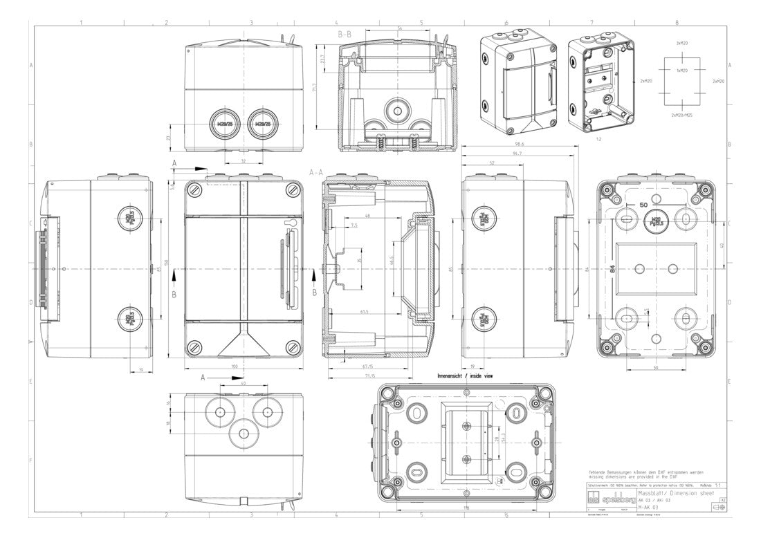Spelsberg AK03 73540301 AK 03 Verteilerschrank Aufputz Teilungen = 3 Anzahl Reihen = 1, Grau IP65