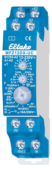 Eltako MFZ12DX-UC Zeitrelais Multifunktional 230V 1 St. Zeitbereich: 0.1s - 40h 1 Wechsler, 58x20mm