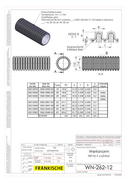 Fränkische - Fränkisches Rohr Wellrohr - leicht M25 26210025 FBY-EL-F M25 - Ø25mm Polyolefin -schwarz - 50m Ring