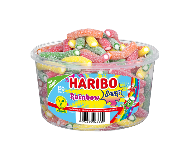 HARIBO -  Rainbow Sauer - Fruchtgummi - Box mit 150 Stück - 1,2kg
