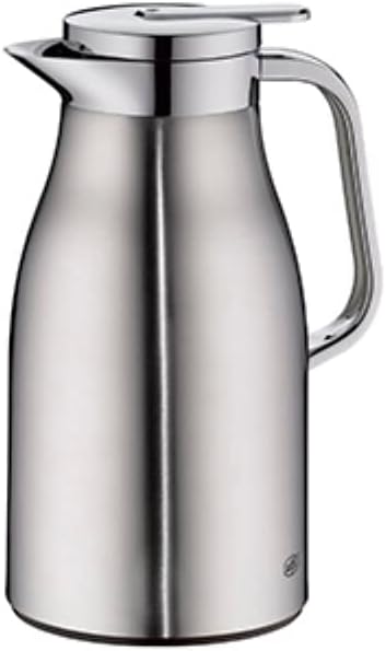 alfi - SKYLINE 1.0l, stainless steel mat, Edelstahl-Isolierkanne mit hygienischem Hartglaseinsatz, Drehverschluss mit beqümer Drucktaste, ergonomischer Griff, mit einer Hand,ideal als Kaffeekanne, Teekanne, BPA-frei