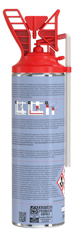Fischer - Premium Schnellmontage- und Brunnenschaum PU 500 - Bauschaum zum Verkleben, Abdichten und Füllen - PU-Schaum inkl. Fix-Adapter für sofortigen Einsatz und Wiederverwendung - 500 ml - beige
