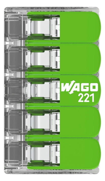 WAGO 221-425 Steckklemme 5f 450V 32A 0,2-4qmm gn - 10er Set