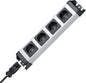 Kopp - Powerversal Steckdosenleiste 4-fach, Quick-Plug-System Eingang/Ausgang, Wieland-Eingang, kaskadierbar, um 90° gedrehte Anschlüsse, 65mm Topfabstand, anschraubbar, IP20, silberschwarz (ohne Kabel & Schalter)