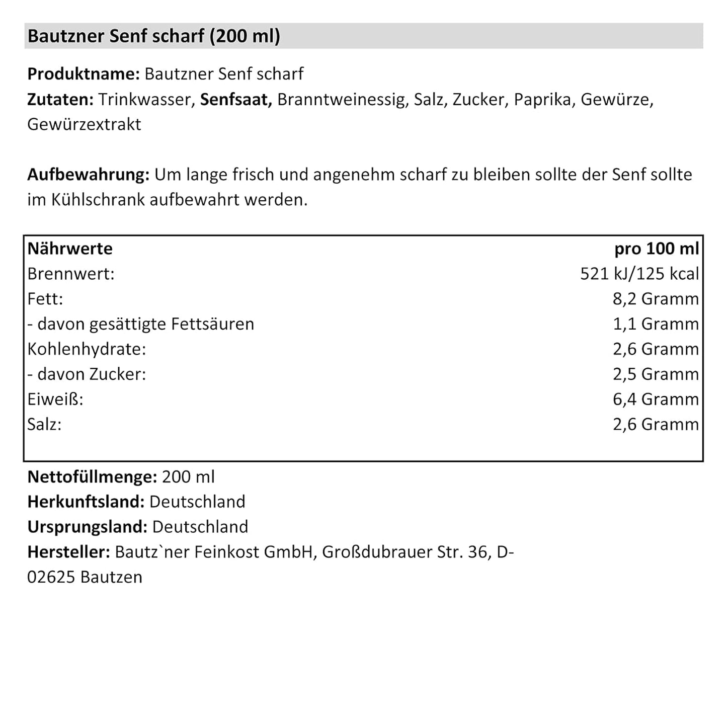 Bautzner - Senf scharf im Becher - Senfbecher - Bautzner Spezialitäten - 3er Pack - 3 x 200ml (Kopie)