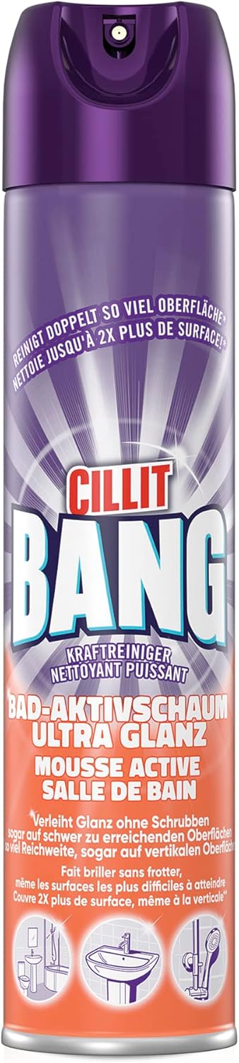 CILLIT BANG Aktivschaum Seifenreste & Glanz – Ultra effektiver Schaumreiniger für Dusche und Bad – Reinigung ohne Nachwischen – 1 x 600 ml