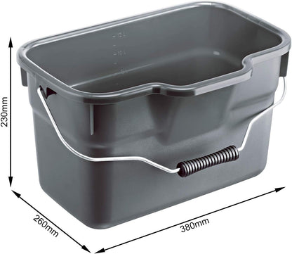 Rotho - Basic eckiger Eimer 12l mit Henkel und Skala, Kunststoff (PP) BPA-frei, anthrazit, 12l (38.0 x 26.0 x 23.0 cm)