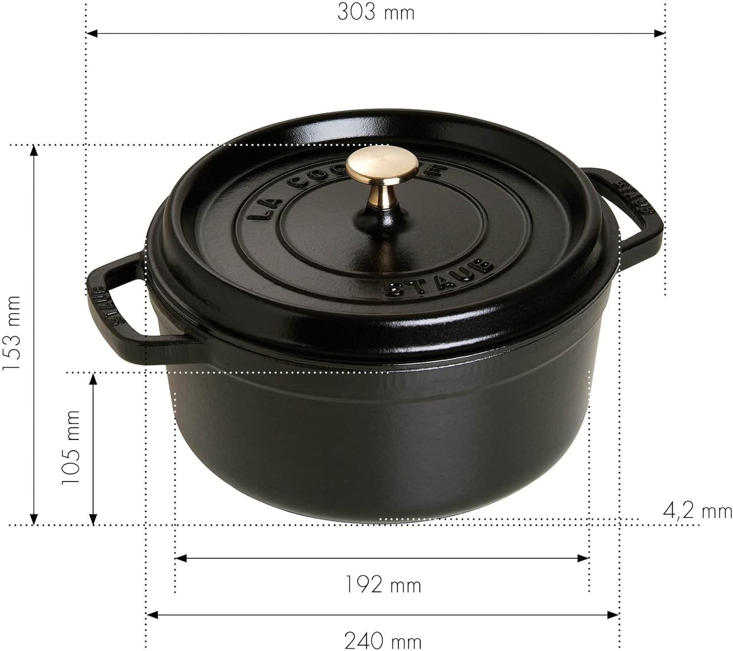 STAUB - Gusseisen Bräter/Cocotte - Rund 28 cm - 6,7 L - Schwarz