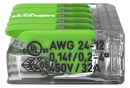 WAGO 221-425 Steckklemme 5f 450V 32A 0,2-4qmm gn - 10er Set