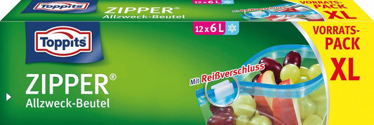 Toppits - Zipper Allzweckbeutel 6 Liter XL