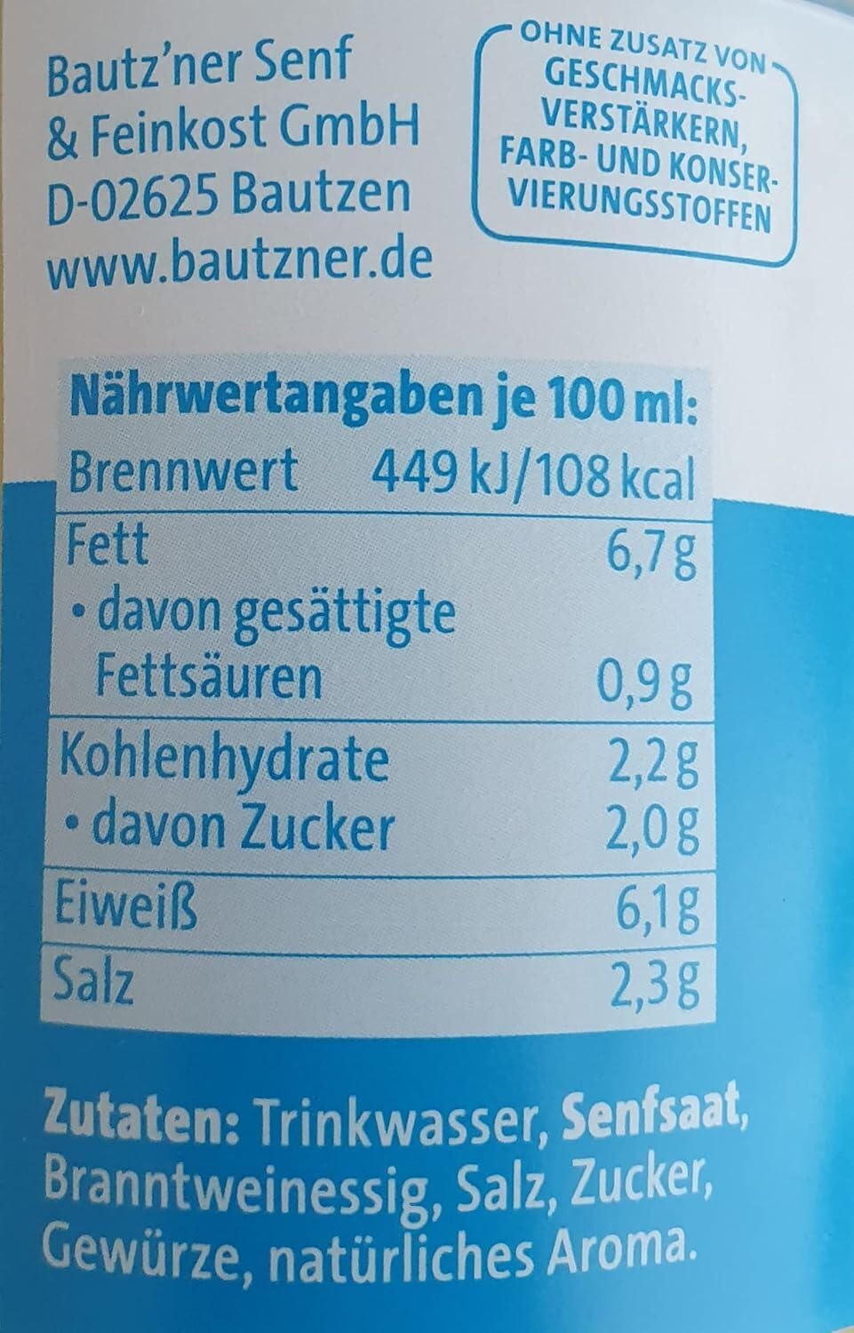 Bautzner - mittelscharf - Flasche - Bautzner Spezialitäten - 1L