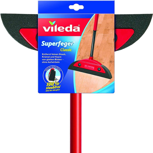 Vileda - Superfeger Classic Besen, mit Teleskopstiel und Mikroschaum-Kehrteil, für Allergiker geeignet