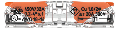 WAGO 221-2411 Steckklemme 2f 450V 32A Serie 221 0,2-4qmm - 10er Set