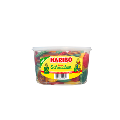HARIBO - Bunte Schnecken - Fruchtgummi - Box mit 75 Stück - 1,2kg