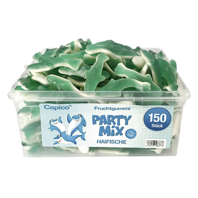 Tise Capico - Halal Fruchtgummi Haifische 150 Stück - 1,05 kg Dose