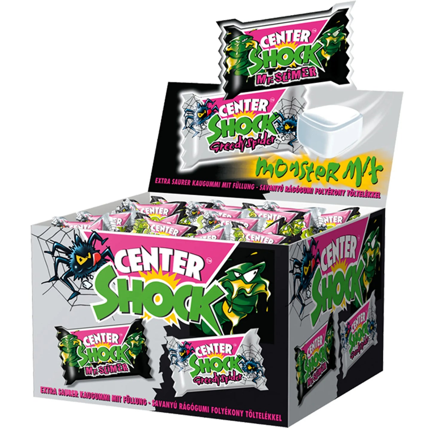 Center Shock - Monster Mix - gefülltes Kaugummi - 100 Stück à 4g einzel verpackt - 400g Schachtel
