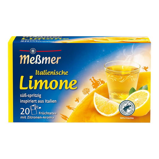 Meßmer - Italienische Limone - 20 Teebeutel - Vegan - Glutenfrei - Laktosefrei - 50g