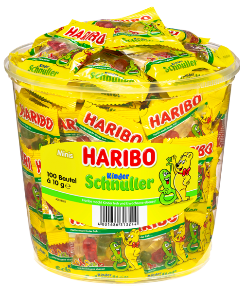 Haribo - Kinder Schnuller Minis - 100 Minibeutel, 1kg Dose