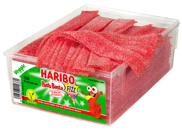 HARIBO - Pasta Basta Erdbeere - Fruchtgummi - Box mit 150 Stück - 1,125kg