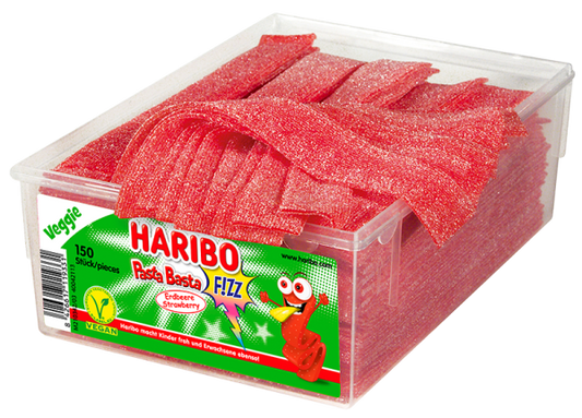 HARIBO - Pasta Basta Erdbeere - Fruchtgummi - Box mit 150 Stück - 1,125kg