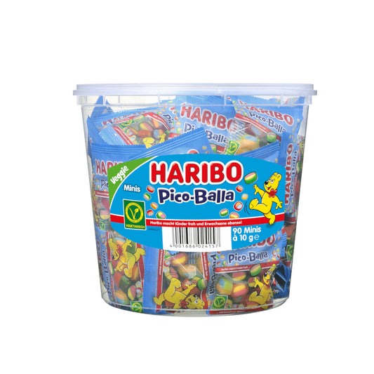 HARIBO - Pico Balla Minibeutel - Fruchtgummi - Box mit 90 Stück - 0,9kg
