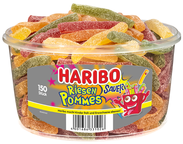 HARIBO - Riesen Pommes - Fruchtgummi - Box mit 150 Stück - 1,2kg