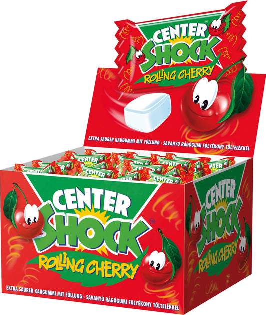 Center Shock - Rolling Cherry - gefülltes Kaugummi - 100 Stück à 4g einzel verpackt - 400g Schachtel