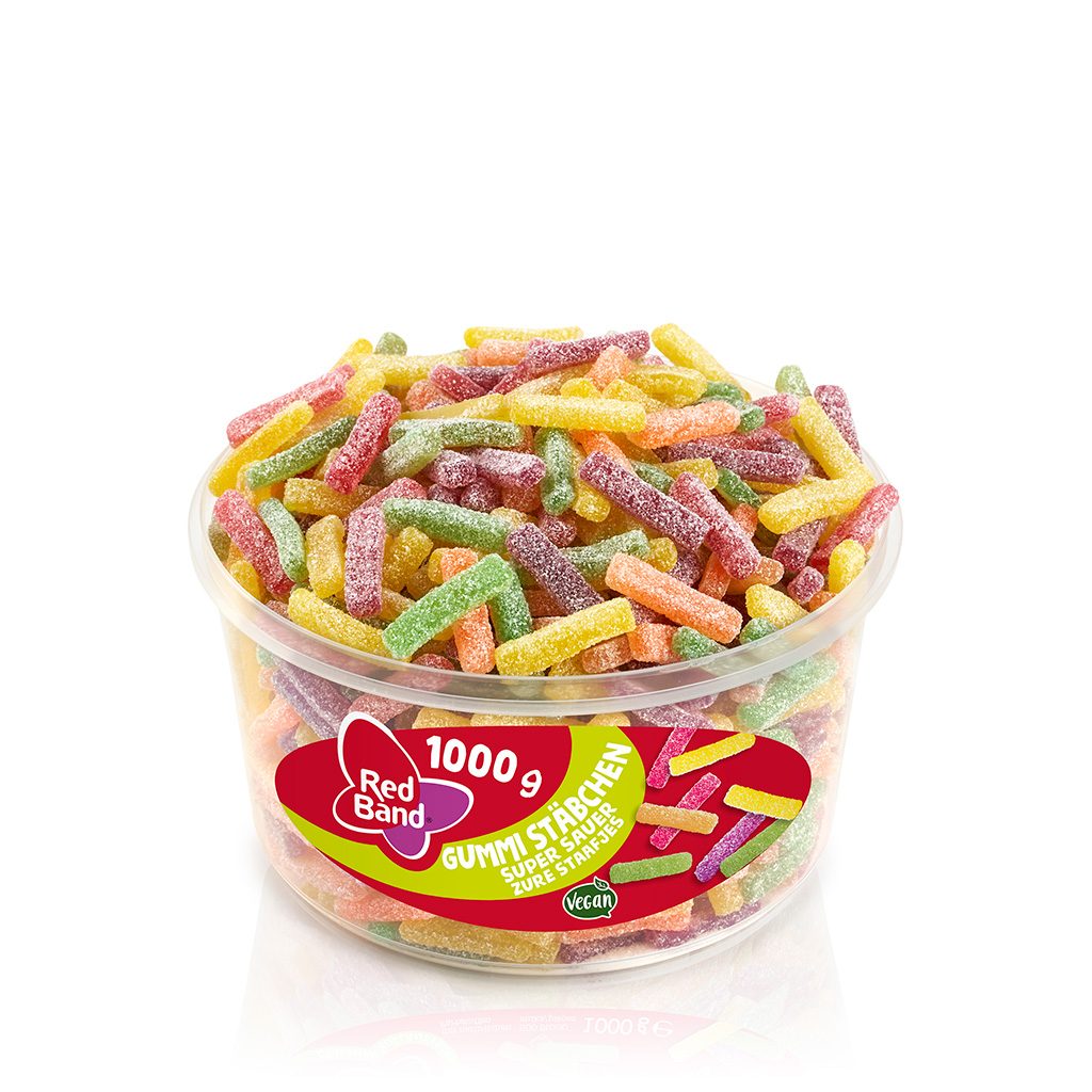 Red Band - Gummi Stäbchen super sauer - Klarsichtdose - 1kg