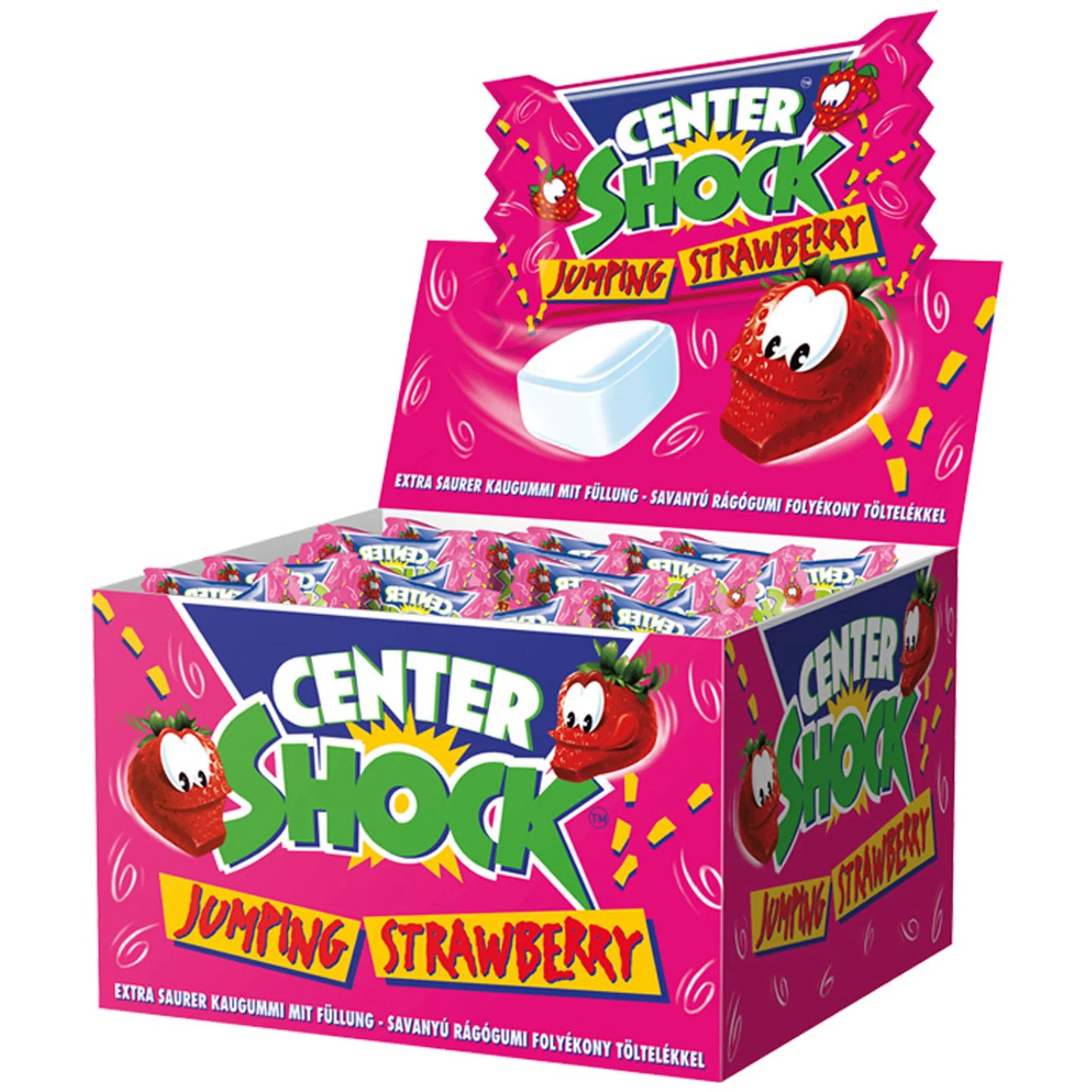 Center Shock - Jumping Strawberry - gefülltes Kaugummi - 100 Stück à 4g einzel verpackt - 400g Schachtel