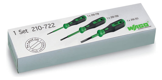 WAGO Betätigungswerkzeug-Set 210-722 - teilisolierter Schaft, Typ 1, Klinge (2,5 x 0,4) mm; Typ 2, Klinge (3,5 x 0,5) mm; Typ 3, Klinge (5,5 x 0,8) mm