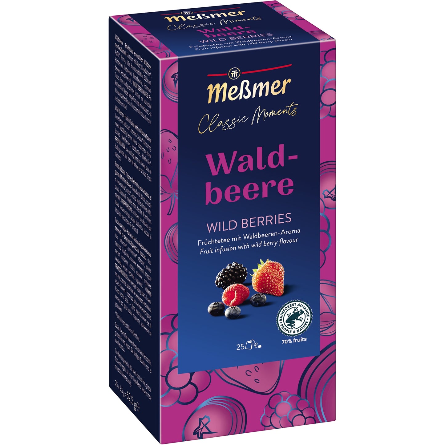 Meßmer - Waldbeere - 25 Teebeutel - Vegan - Glutenfrei - Laktosefrei - 62,5g